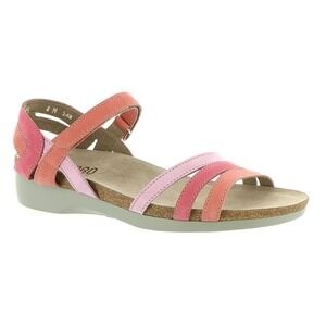 Munro Summer Sandals 7‎ Sherbet Pink Leather Fabric Adjustable Strap MA86558